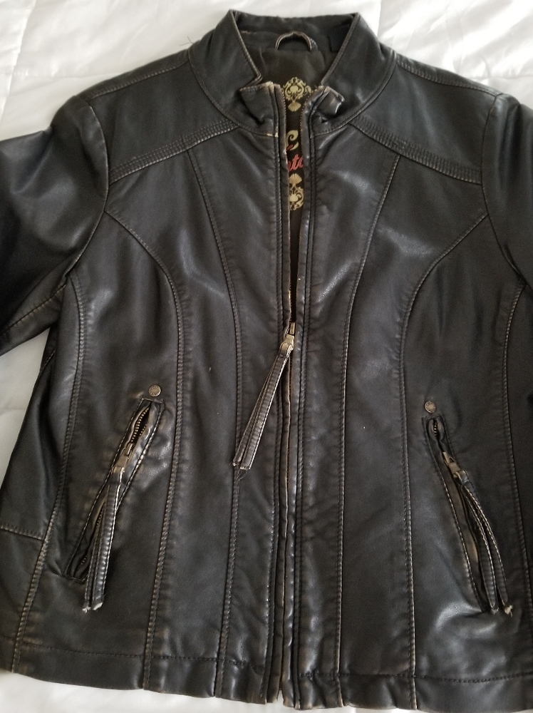 Big Chill weathered black leather jacket size med.